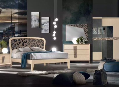 Bedroom Set Bed 2x Bedside tables Wardrobe Design Luxury new 6pcs